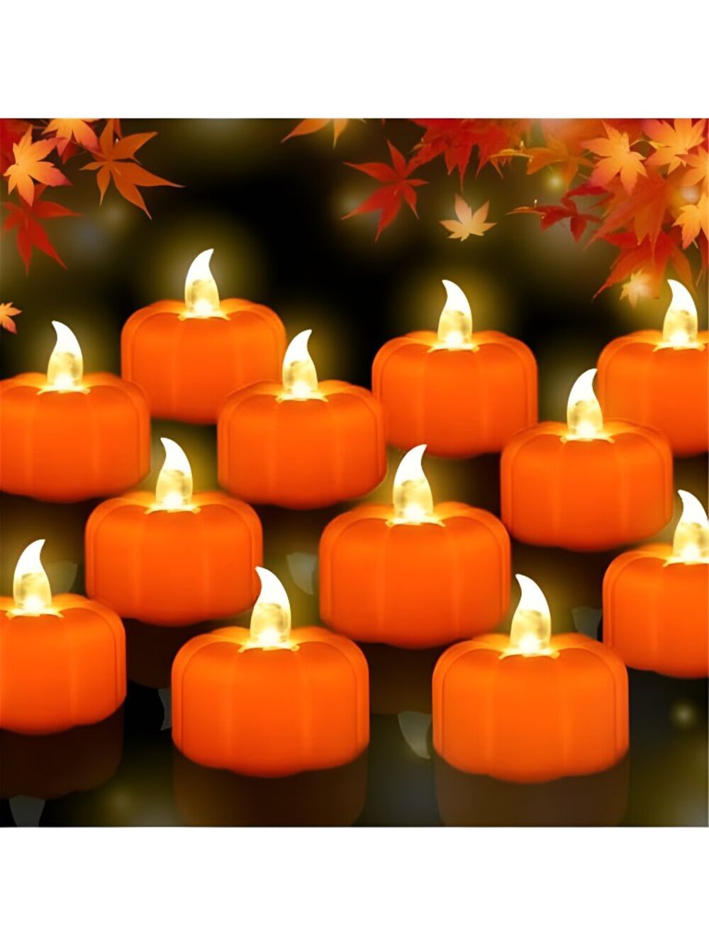 12 Pack Fall Decorations for Home Pumpkin Tea Lights Halloween Decor